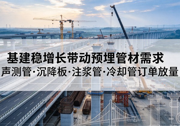 修水基建稳增长带动预埋监测管材需求，声测管、沉降板、注浆管订单持续放量